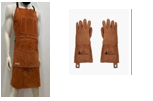 Lot tablier + gants cuir retourné