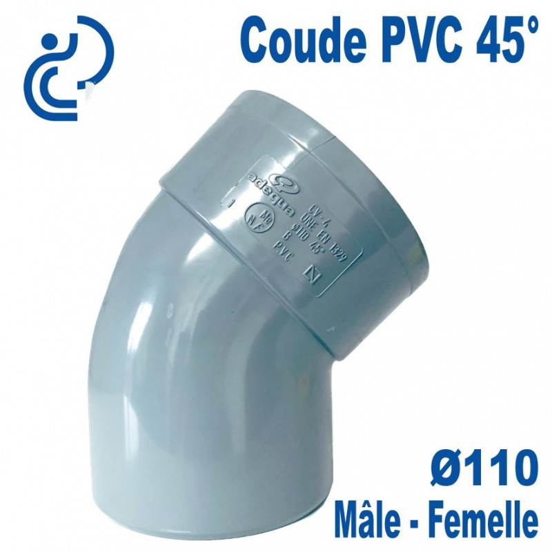 Coude pvc assainissement de 110 a 45 °mf