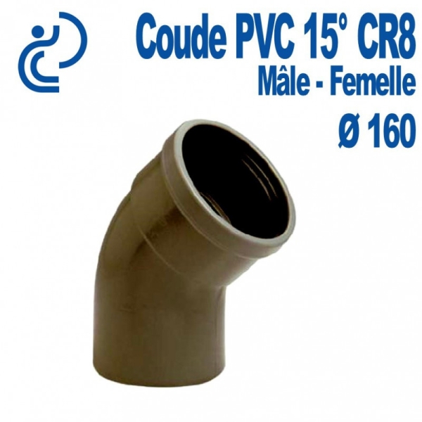 Coude pvc assainissement de 160 a 15° mf