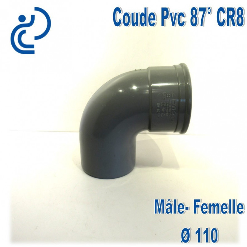 Coude pvc assainissement de 110 a 87° mf