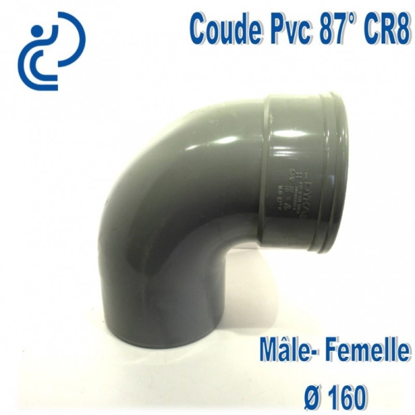 Coude pvc assainissement de 160 a 87°mf