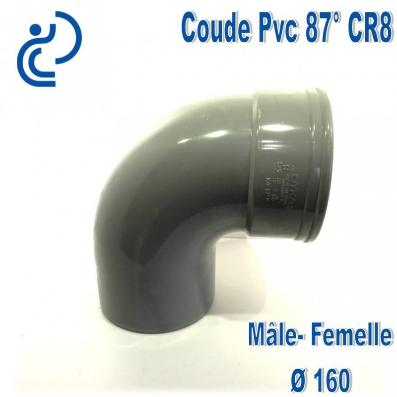 Coude pvc assainissement de 160 a 87°mf
