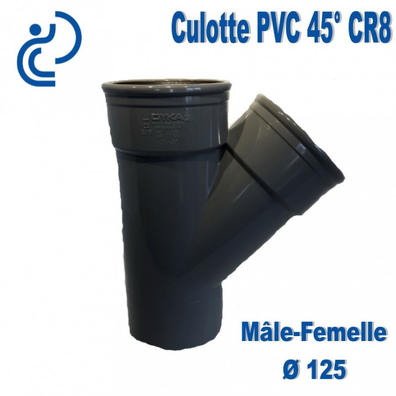 Culotte pvc  assainissement 125 a 45° mf