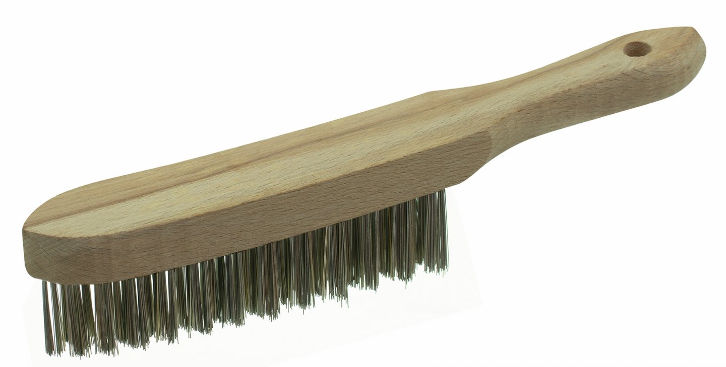 Brosse métallique acier laitonné à manche