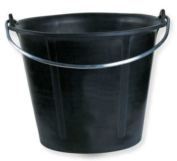 Seau 11l noir plast. fond plat anse 5,3 mm