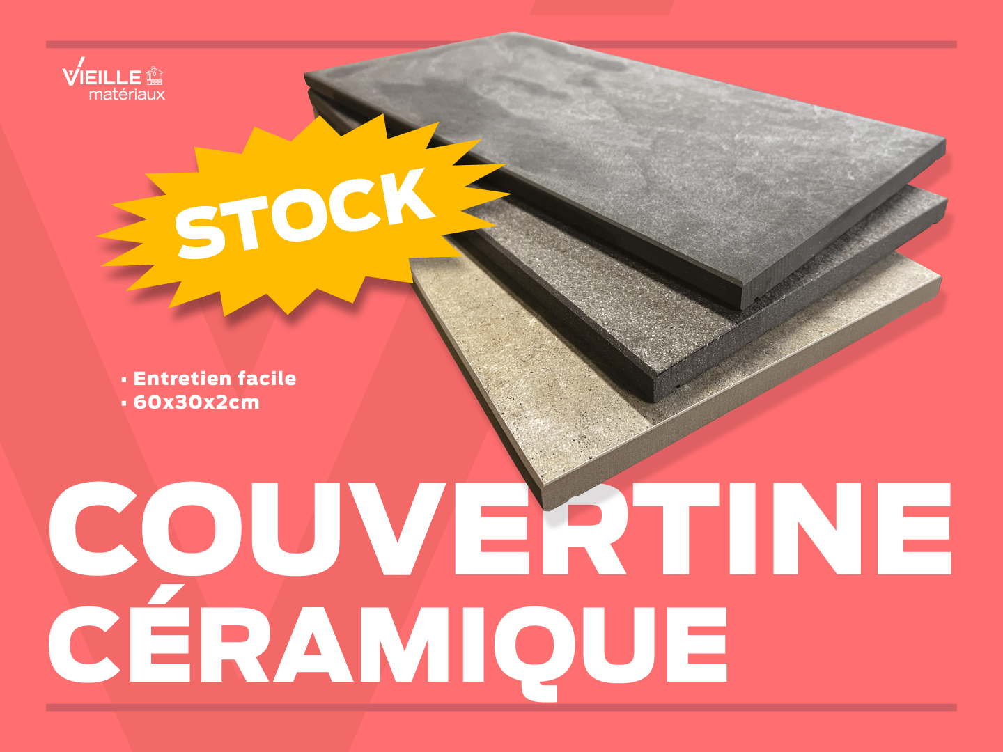 Couvertine céramique 60 x 30 x 2cm