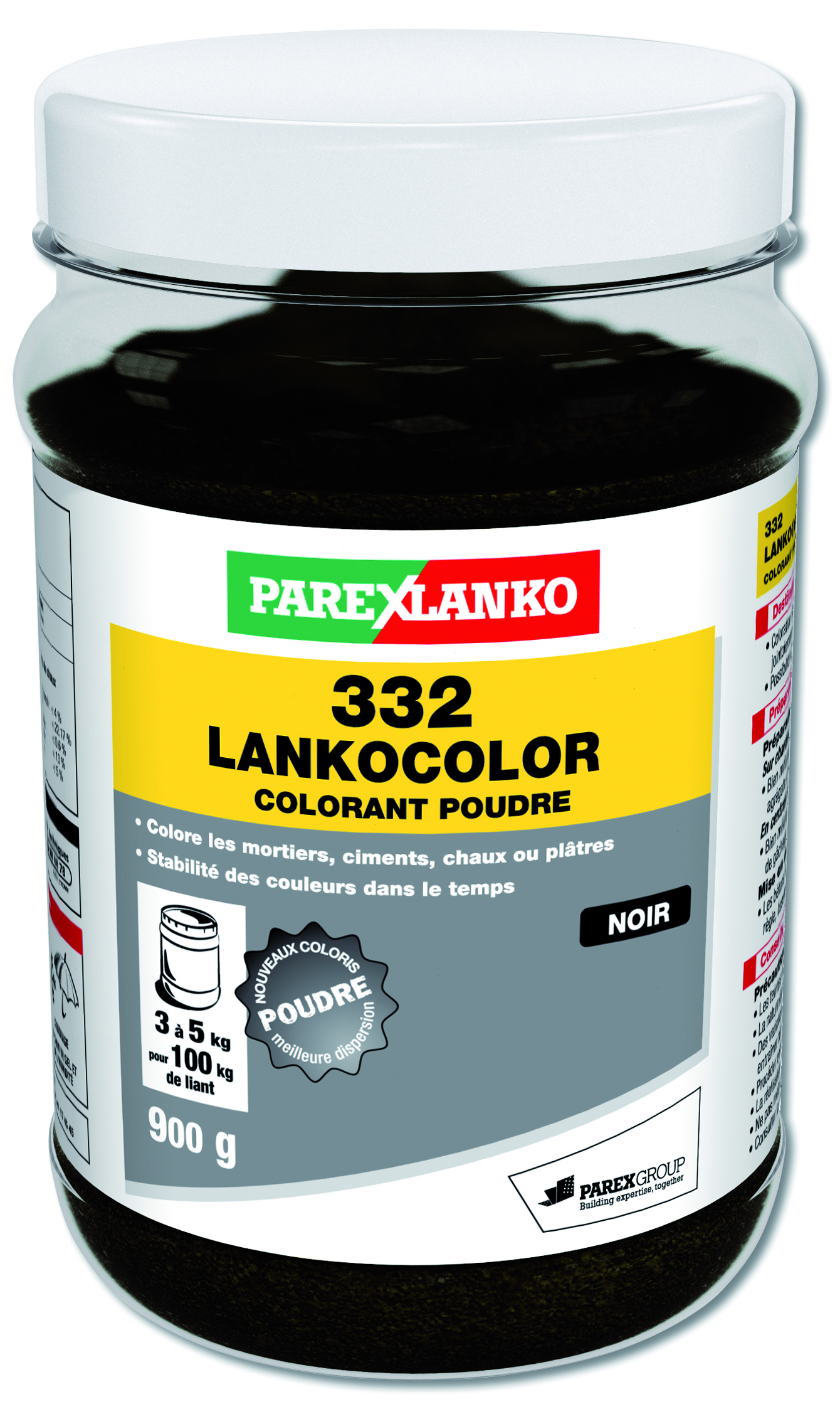 Colorant poudre beton et mortier noir 900g.