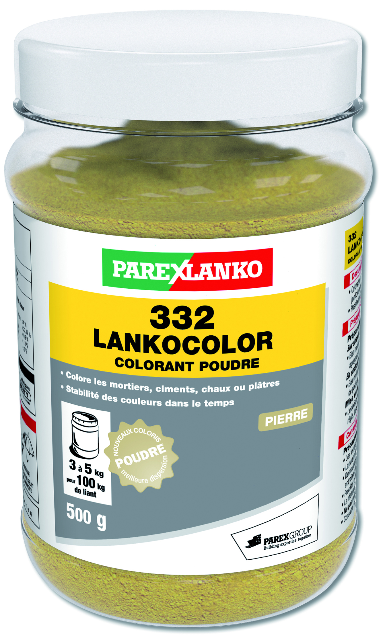 Colorant poudre beton et mortier pierre 500g.