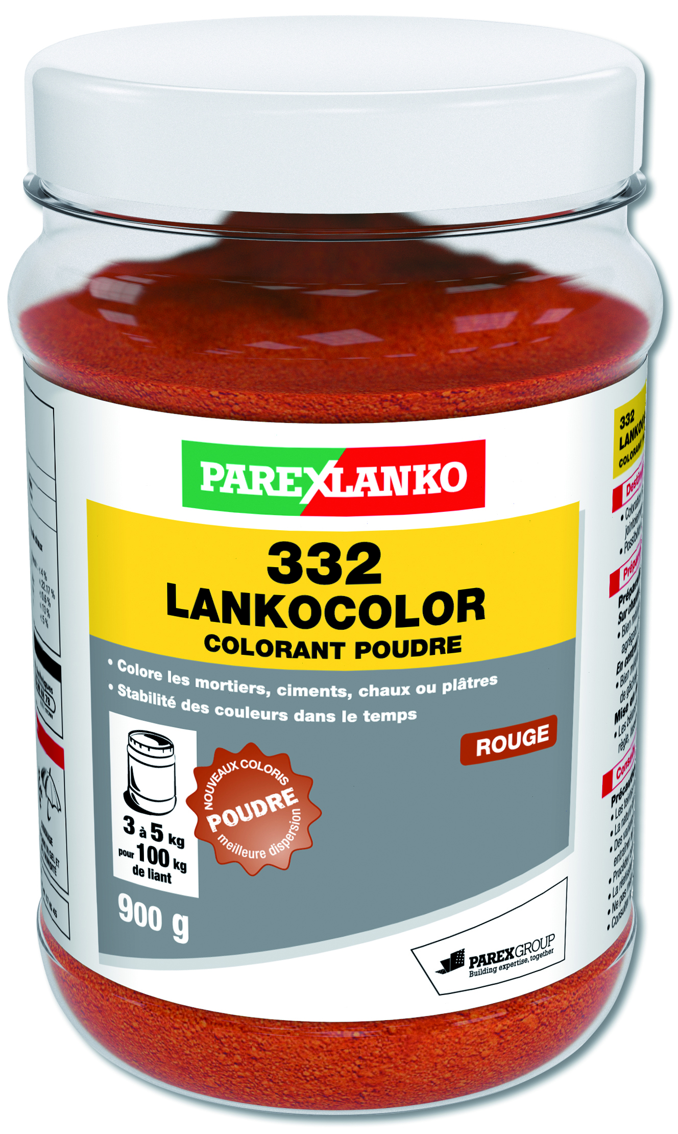 Colorant poudre beton et mortier rouge 900g.