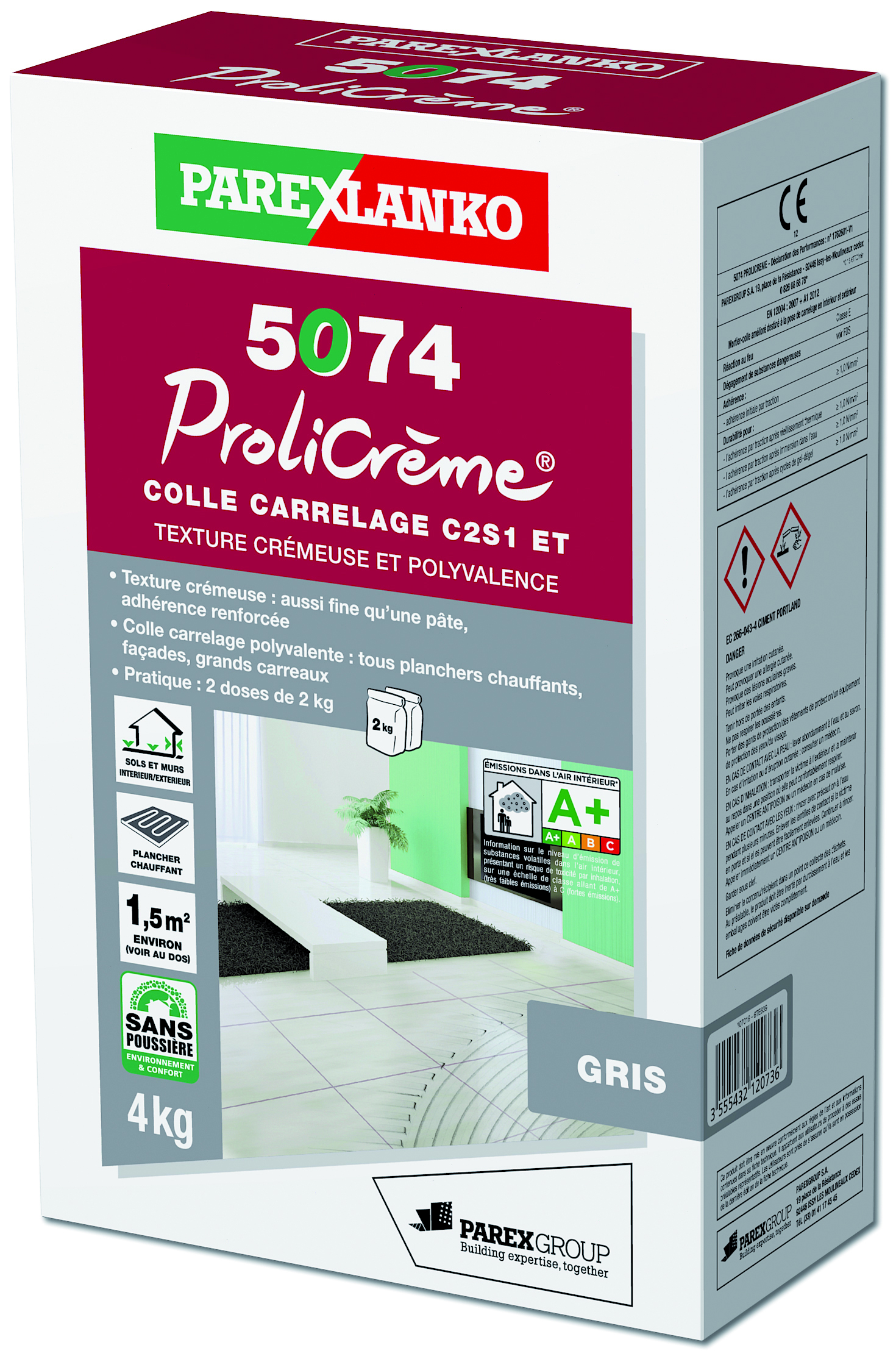 Prolicrème mortier colle c2s gris 5074 4kg