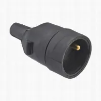 Fiche f etanche 2p+t 16a. sortie droite noire