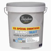 Peinture acrylique mat blanc pot de 12l